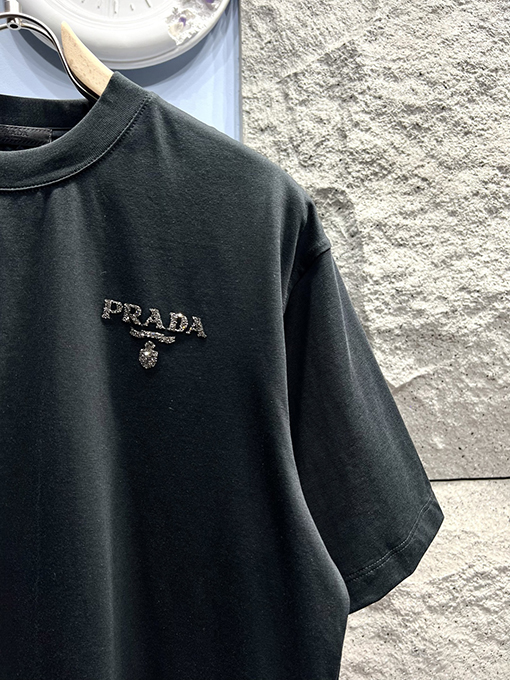 プラダ新しいドリルマイクロ半袖Tシャツ