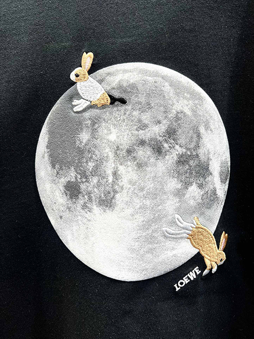 ロエベコピー新しいコラボレーションシリーズ月のウサギの半袖Tシャツ