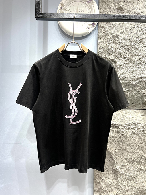 サンローランスーパーコピー新しい布刺繍半袖Tシャツ