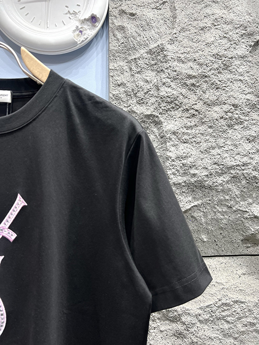 サンローランスーパーコピー新しい布刺繍半袖Tシャツ