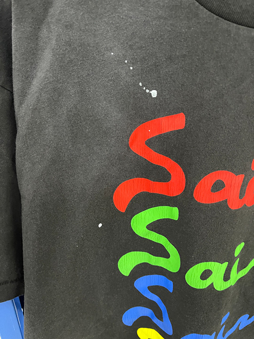 セント マイケル25SS “MUTILATED”アルファベットプリントウォッシュヴィンテージTシャツ