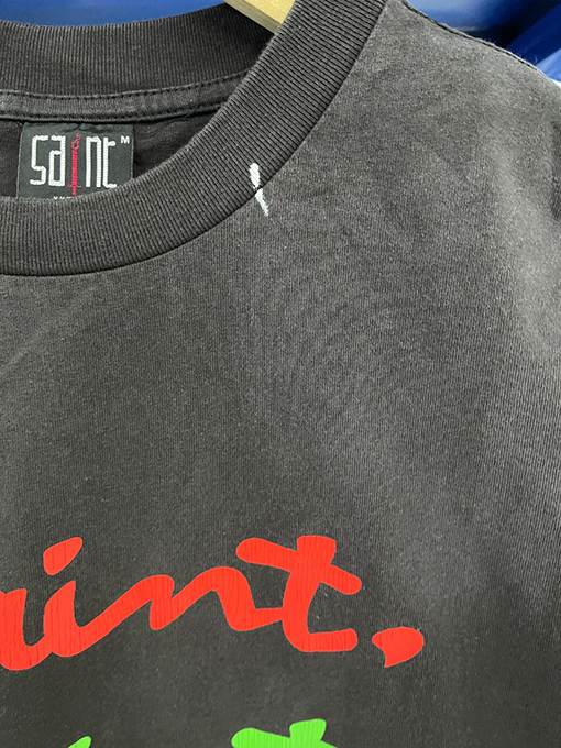 セント マイケル25SS “MUTILATED”アルファベットプリントウォッシュヴィンテージTシャツ