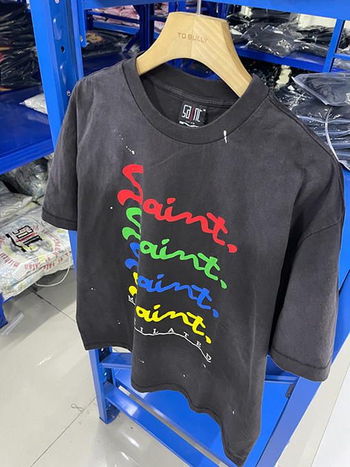 セント マイケル25SS “MUTILATED”アルファベットプリントウォッシュヴィンテージTシャツ