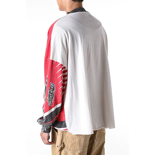 セント マイケル2025SS MX6 L/S TEレーシングスタイルクラックウォッシュヴィンテージ長袖Tシャツ