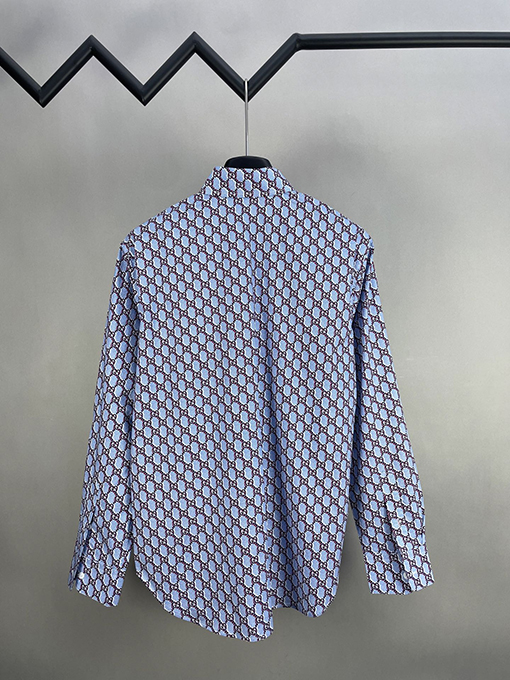 グッチシルクの長袖ラペルシャツ