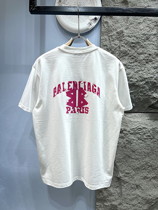 バレンシアガ新しい厚手のプレス文字半袖Tシャツ