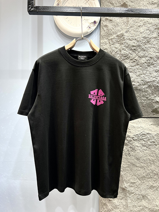 バレンシアガ新しい厚手のプレス文字半袖Tシャツ