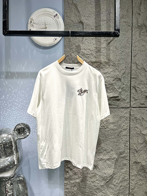 ルイヴィトンコピーロゴ刺繍半袖Tシャツ