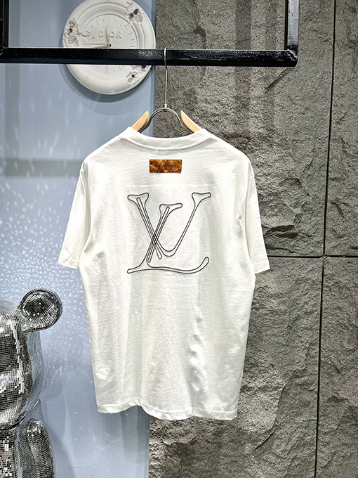 ルイヴィトンコピーロゴ刺繍半袖Tシャツ