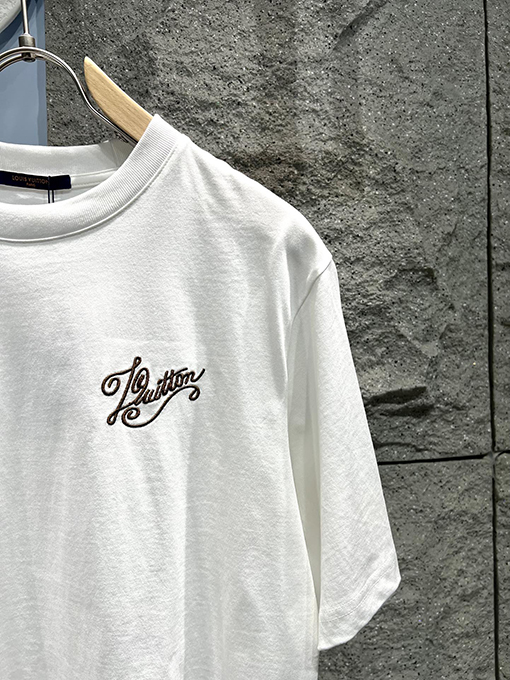 ルイヴィトンコピーロゴ刺繍半袖Tシャツ
