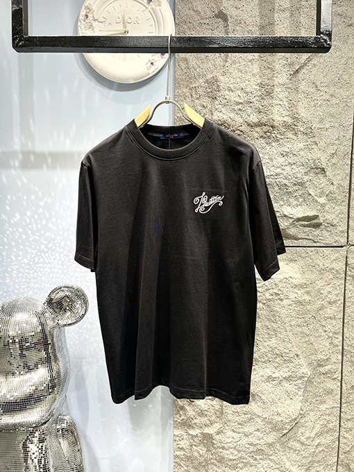 ルイヴィトンコピーロゴ刺繍半袖Tシャツ