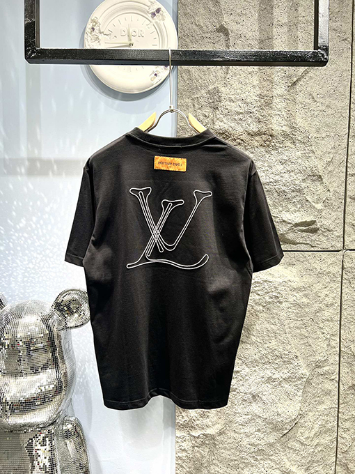 ルイヴィトンコピーロゴ刺繍半袖Tシャツ