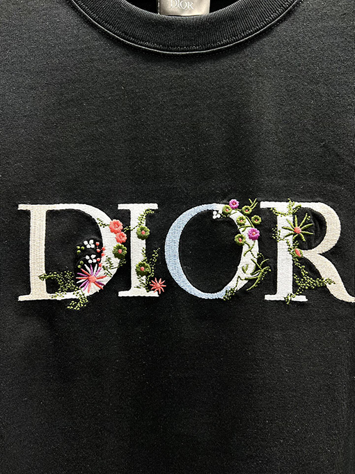 ディオール刺繍花柄半袖Tシャツ