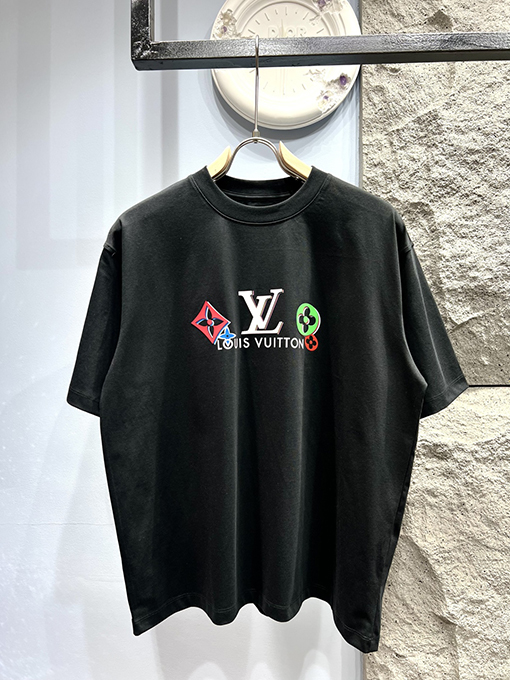 ルイヴィトン新しいプリントロゴ半袖Tシャツ