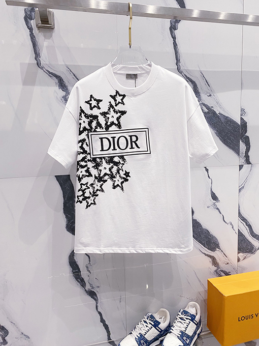 ディオールコピー手描きロゴ半袖Tシャツ