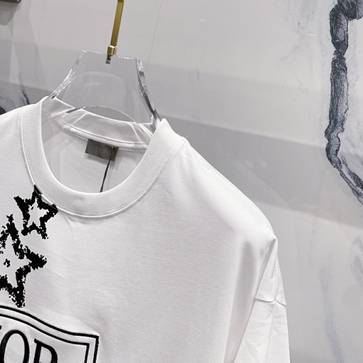 ディオールコピー手描きロゴ半袖Tシャツ