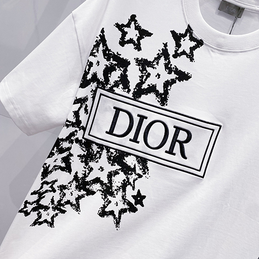ディオールコピー手描きロゴ半袖Tシャツ