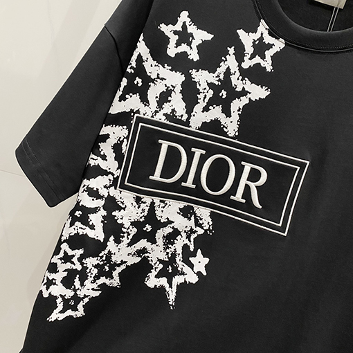 ディオールコピー手描きロゴ半袖Tシャツ