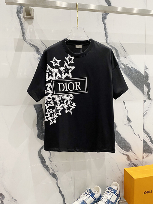 ディオールコピー手描きロゴ半袖Tシャツ