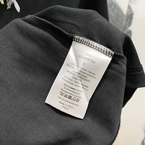 ディオール CDアルファベット漫画小さな恐竜刺繍公式半袖Tシャツ