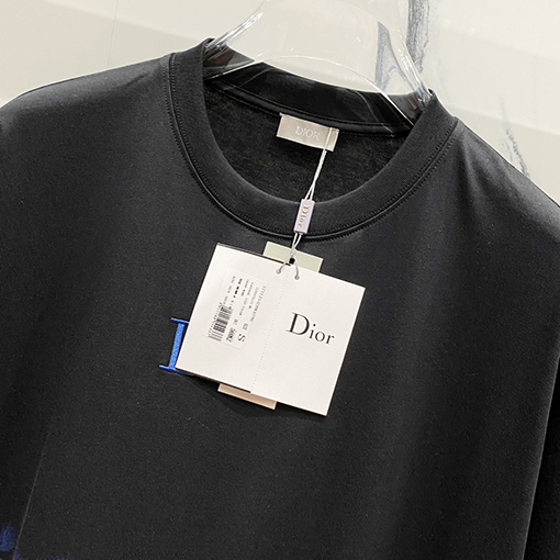 ディオール刺繍CDアルファベットロゴヴィンテージグラデーションプリント半袖Tシャツ