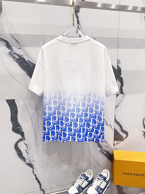 ディオール刺繍CDアルファベットロゴヴィンテージグラデーションプリント半袖Tシャツ