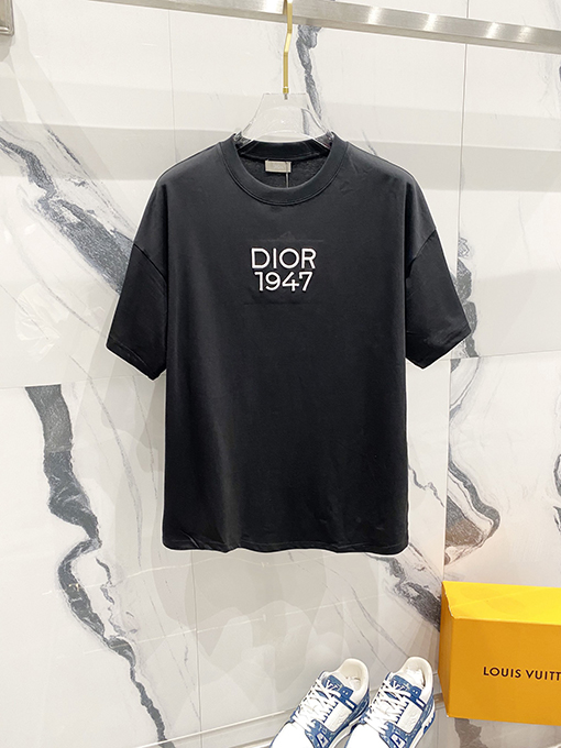 ディオール1947刺繍ロゴ公式半袖Tシャツ