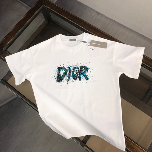 ディオール新ロゴプリントカップル半袖Tシャツ