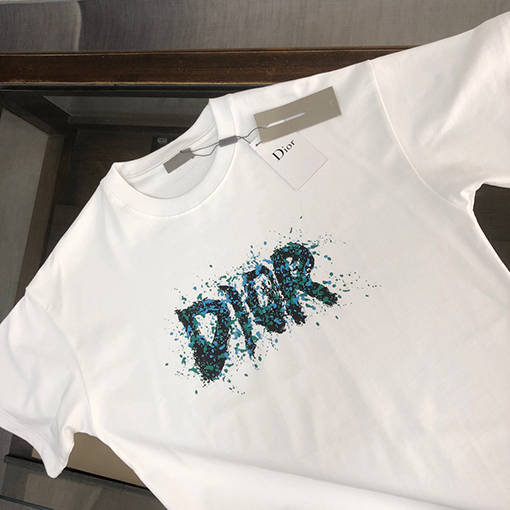 ディオール新ロゴプリントカップル半袖Tシャツ