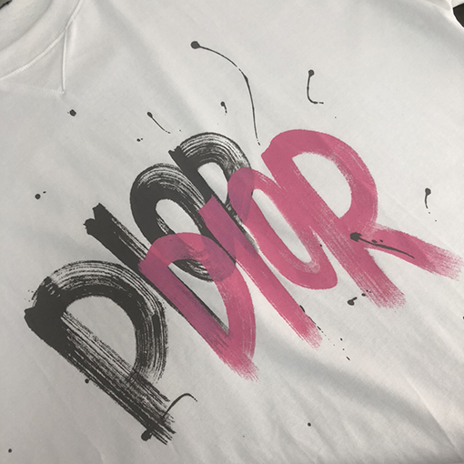ディオール胸前のバイカラー ロゴ半袖Tシャツ