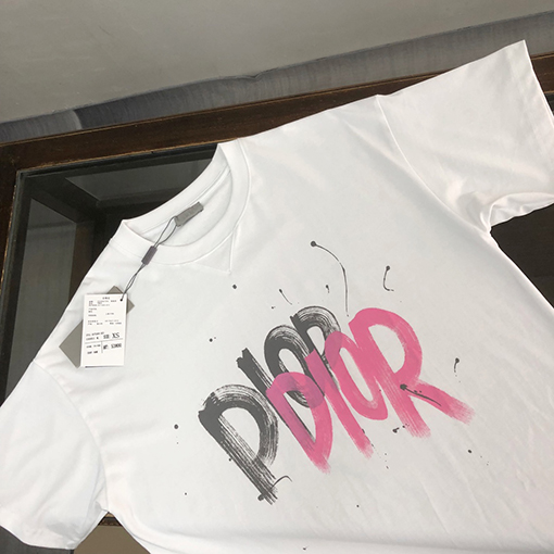 ディオール胸前のバイカラー ロゴ半袖Tシャツ