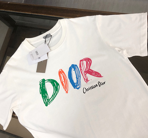 ディオール新しいカラフルなプリント文字半袖Tシャツ