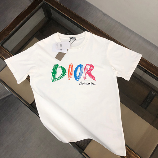 ディオール新しいカラフルなプリント文字半袖Tシャツ
