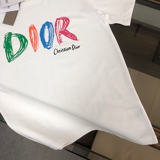 ディオール新しいカラフルなプリント文字半袖Tシャツ