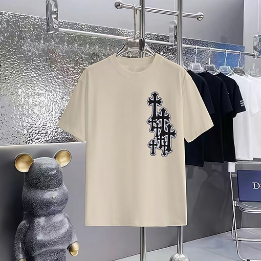 クロムハーツコピープリントラウンドネック半袖Tシャツ