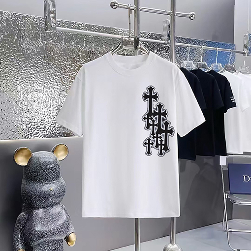 クロムハーツコピープリントラウンドネック半袖Tシャツ