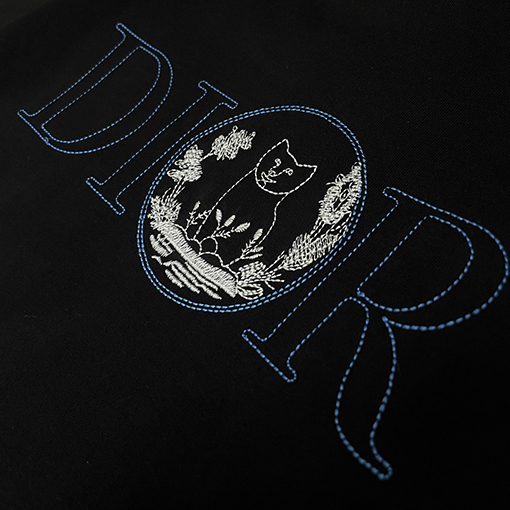 ディオール25ss新しいブティック刺繍文字ロゴ半袖ラウンドネックTシャツ