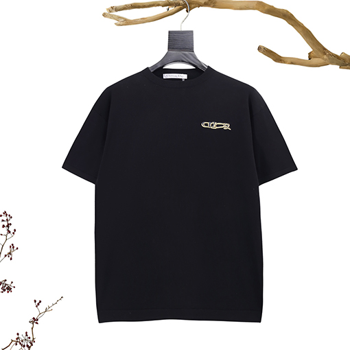 ディオール25ss刺繍文字ロゴ半袖Tシャツ