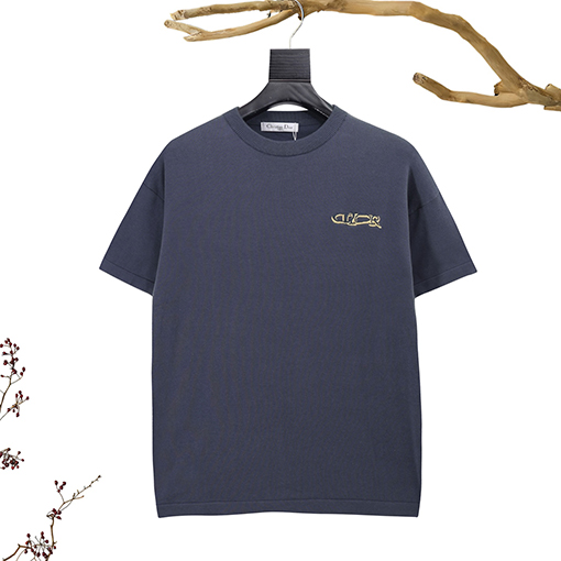 ディオール25ss刺繍文字ロゴ半袖Tシャツ