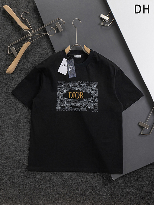 ディオールコピー25ss胸の花のアルファベットロゴ半袖Tシャツ
