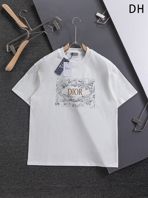 ディオールコピー25ss胸の花のアルファベットロゴ半袖Tシャツ