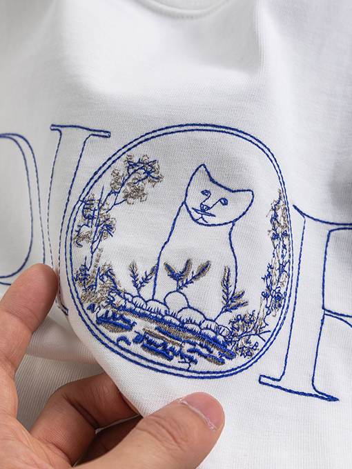 ディオールコラボコレクションHyltonnel抜き文字猫刺繍ロゴ柄半袖シャツ