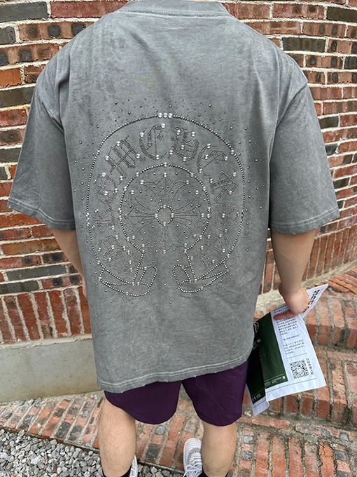クロムハーツラインストーン馬蹄半袖Tシャツ