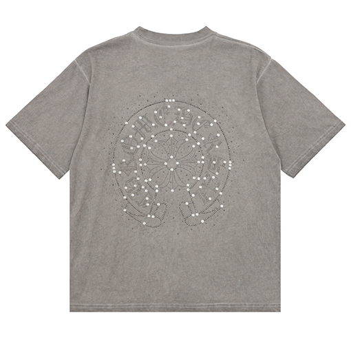 クロムハーツラインストーン馬蹄半袖Tシャツ