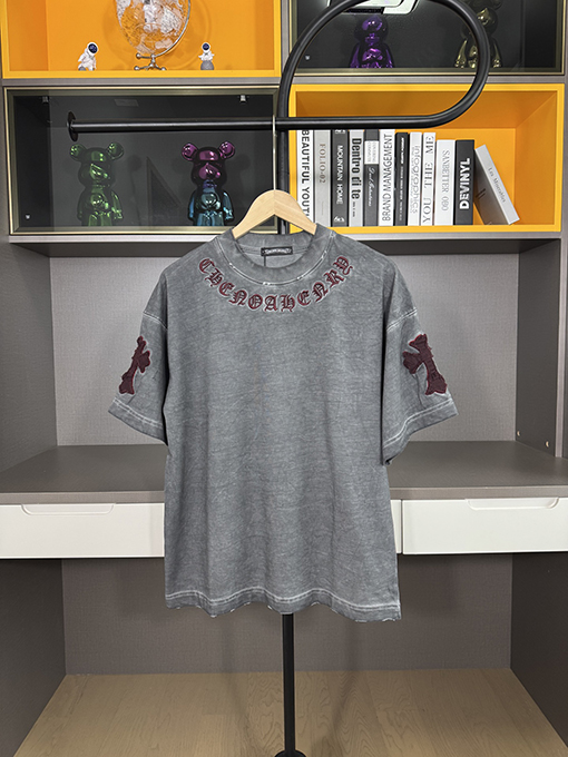 クロムハーツコピー新しい十字布いスプレー半袖Tシャツ