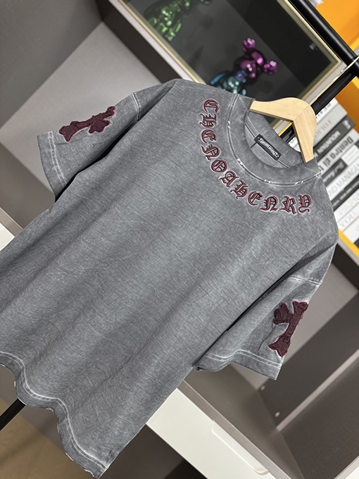 クロムハーツコピー新しい十字布いスプレー半袖Tシャツ