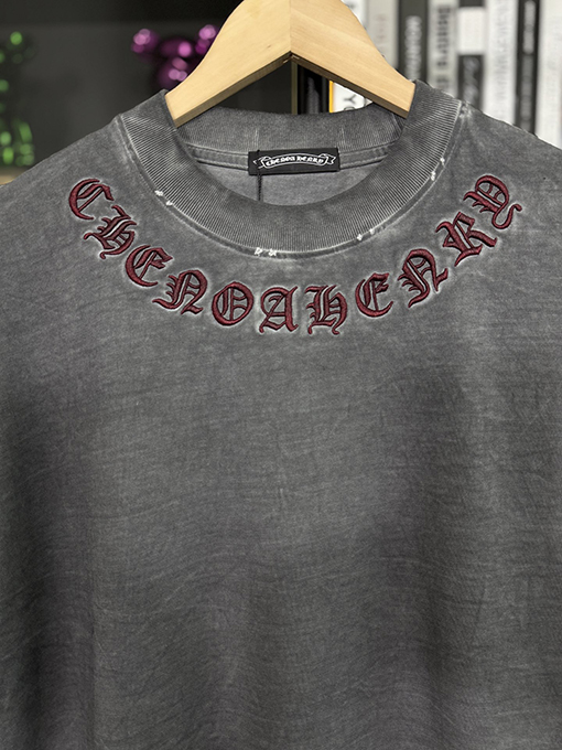 クロムハーツコピー新しい十字布いスプレー半袖Tシャツ