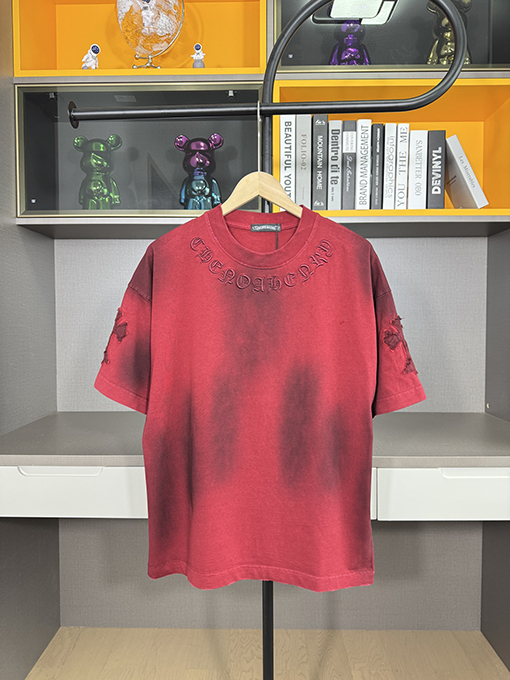 クロムハーツコピー新しい十字布いスプレー半袖Tシャツ
