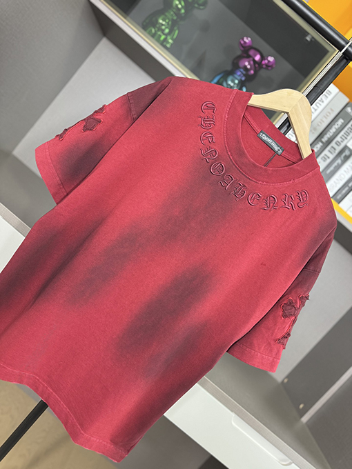 クロムハーツコピー新しい十字布いスプレー半袖Tシャツ