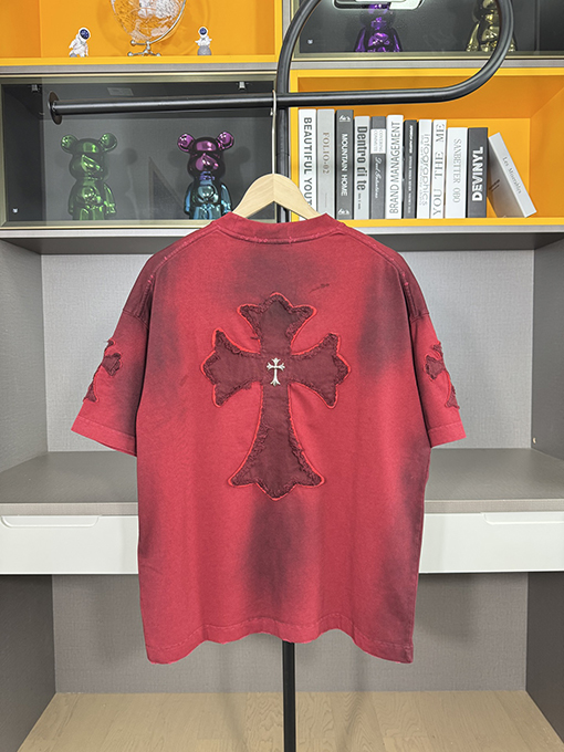 クロムハーツコピー新しい十字布いスプレー半袖Tシャツ